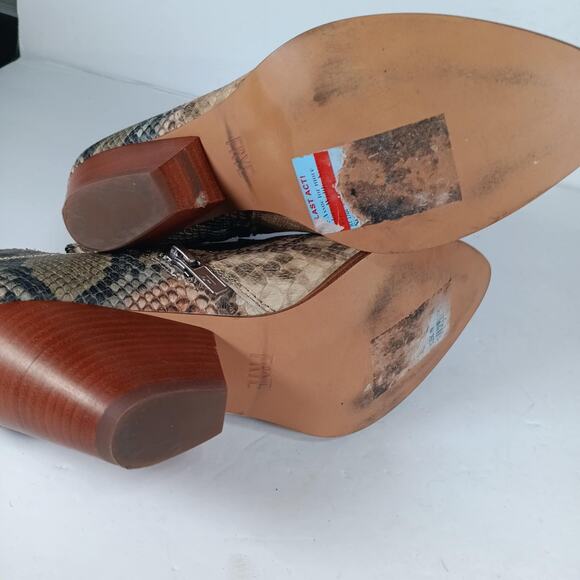 Frye Reina Womens Multi Taupe Snakeskin Leather Western Cowgirl Bootie Size 7.5M - Picture 4 of 6